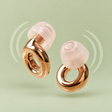 GlenNest earplugs with sound-wave backdrop
